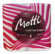 Туалетная бумага Motti 2 слоя, 4 рулона, 20м, белая