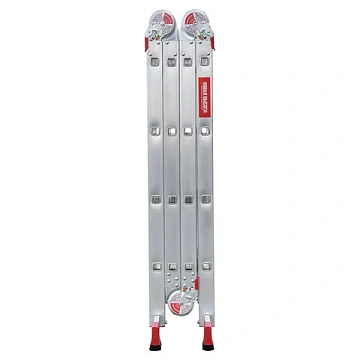 Лестница-трансформер алюминиевая 4х4 ступени, высота 4,5 м (4 секции по 1,2 м) до 150 кг, вес 16,5 к