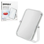 Зеркало настольное BRABIX, 19х16 см, двустороннее, с увеличением, прозрачная рамка, 607423
