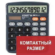 Калькулятор настольный STAFF PLUS DC-111S, КОМПАКТНЫЙ (150x120 мм), 12 разрядов, двойное питание, +