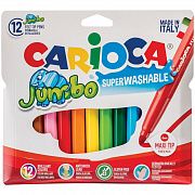 Фломастеры Carioca 'Jumbo', 12цв., утолщенные, смываемые, картон, европодвес