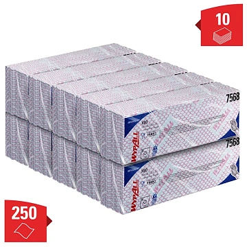 Протирочные салфетки Kimberly-Clark WypAll Х80 7568, листовые, 25шт, 1 слой, красные