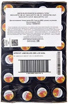 Конфитюр Helios абрикос, 28г х 24шт, стекло