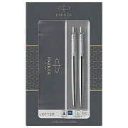 Набор PARKER 'Jotter Stainless Steel CT': шариковая ручка синяя и механический карандаш, 2093256