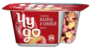 Йогурт Чудо Ягодный Ягодное конфетти конфитюр-Малина-Клюква 4%, 105г