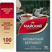 Чай Майский Ароматный Бергамот, черный, листовой, 100г