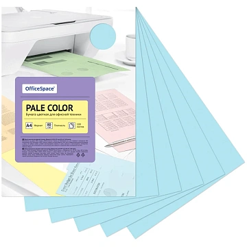 Бумага цветная OfficeSpace 'Pale Color', А4, 80г/м2, 100л., (голубой)