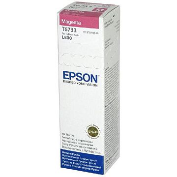 Чернила EPSON 673 (T6733) для СНПЧ Epson L800/L805/L810/L850/L1800, пурпурные, ОРИГИНАЛЬНЫЕ, C13T67334A/398