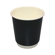 Стакан одноразовый Термокап 200/260мл, бумажный, черный, двухслойный, 20шт