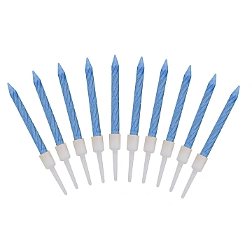 Свечи прямые Fiolento с держателем синий-металлик, 10шт