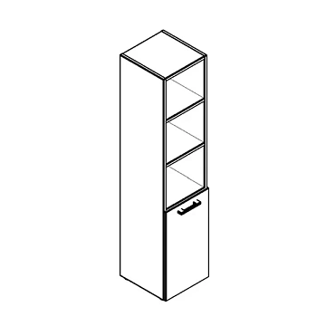 Шкаф-колонка для персонала Skyland Xten XHC 42.5, правый, бук тиара, 432х432х1955мм, с глухой малой дверью, с топом