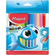 Фломастеры MAPED (Франция) 'Color'Peps Ocean', 12 цветов, смываемые, вентилируемый колпачок, упаковк