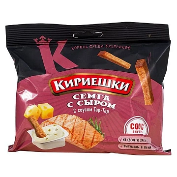 Сухарики Кириешки ржаные Семга-сыр, с соусом, 60г