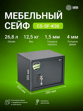 Сейф Cactus CS-SF-K30 300x380x300мм, ключевой
