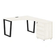 Стол эргономичный с тумбой EVCET 1318(R) Ясень Траун/Черный 1360х1880х750 EDIS