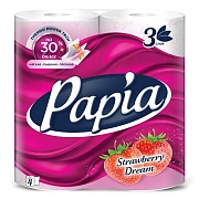 Бумага туалетная Papia 'Strawberry Dream', 3-слойная, 4шт., ароматизир., розов. тиснение, белый