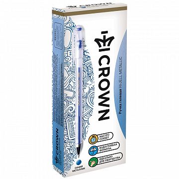 Ручка гелевая Crown 'Hi-Jell Metallic' синяя металлик, 0,7мм