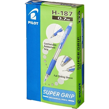 Карандаш механический 0,7 мм, PILOT H-187 'Super Grip', ластик, резиновый грип, корпус синий, H-187-SL, Н-187