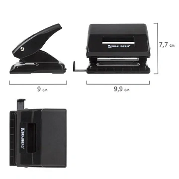 Дырокол BRAUBERG 'Black Jack', до 20 листов, черный, 227796