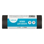 Мешки для мусора  30л Vega ПНД, 48*55см, 5мкм, 20шт., черные, в рулоне