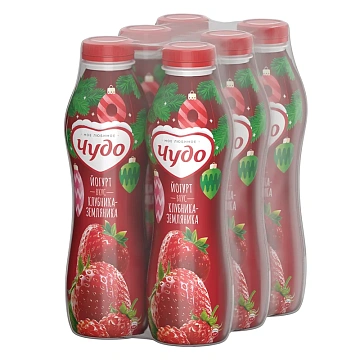 Йогурт питьевой Чудо Клубника-земляника 1.9%, 680г