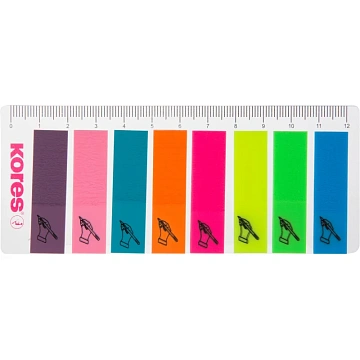 Клейкие закладки пластиковые Kores  12х45мм неоновые 8цв по 25листов 45125