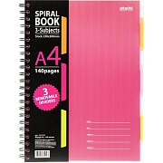 Бизнес-тетрадь 140л,кл,А4,SPIRAL BOOK Розовый,евроспир,обл.пласт,разд.84105