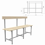 Скамья со спинкой деревянная на металлокаркасе 'СТ 5', 1500х350х860 мм, регулируемые опоры, каркас м
