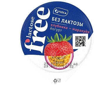 Йогурт Viola безлактозный Free клубника-маракуйя 2.7%, 180г