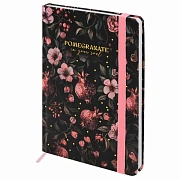 Ежедневник недатированный с резинкой А5 145х203 мм, BRAUBERG, твердый, фольга, 128 л., 'Pomegranate', 116293