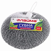 Губка (мочалка) металлическая, сетчатая, 100 г, БОЛЬШАЯ (XXL), для посуды, гриля, плиты, LAIMA, 6031