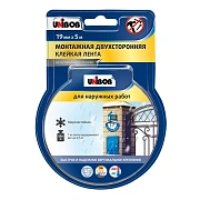 Клейкая лента двухсторонняя 19мм х 5м дл я наружных работ Unibob