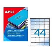 Этикетки прозрачные Apli 1223, 48.5x25.4мм, 880шт