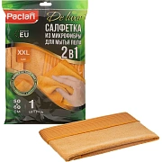 Тряпка для мытья пола, 50х60 см, плотная микрофибра, желтая, 300 г/м2, PACLAN 'Practi Microfiber', 411023