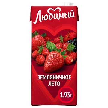 Напиток сокосодержащий Любимый Земляничное лето, 1.93л