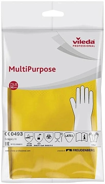 Перчатки резиновые Vileda Professional многоцелевые XL, желтые, 102591