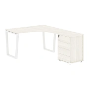 Стол эргономичный с тумбой EVCET 1318(R) Ясень Траун/Белый 1360х1880х750 EDIS
