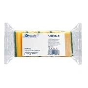 Губка для посуды MERIDA, зеленый абразив, желтый ППУ, 10 х 7 см (1уп/5шт)
