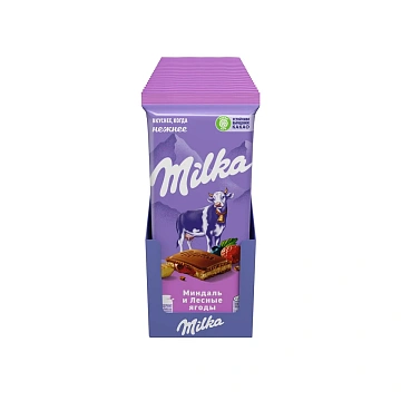Шоколад Milka Миндаль-лесные ягоды молочный, 80г
