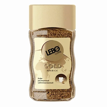 Кофе растворимый LEBO 'Gold' 100 г, стеклянная банка, сублимированный