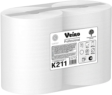 Бумажные полотенца Veiro Professional Comfort K211, 150м, 1 слой, белые