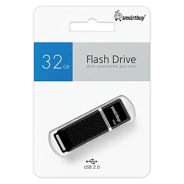 Флеш-диск 64 GB SMARTBUY Quartz USB 2.0, черный, SB64GBQZ-K