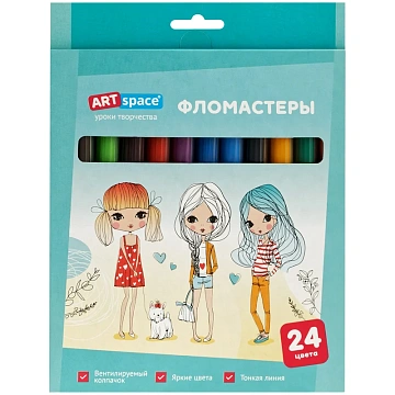 Фломастеры ArtSpace 'Модницы', 24цв., смываемые, картон, европодвес