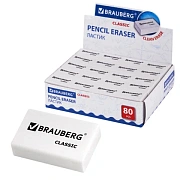 Ластик BRAUBERG 'Classic', 26х17х7 мм, белый, прямоугольный, 221033