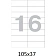 Этикетки самоклеящиеся  105х37 мм/16 шт. на лист.А4 (100л./уп)