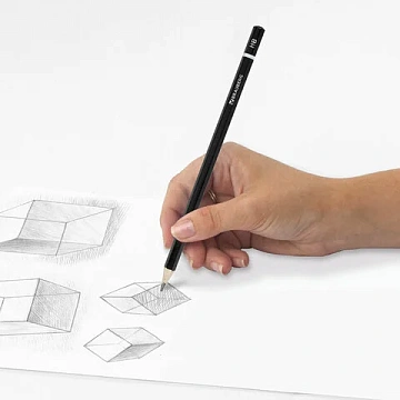 Карандаш чернографитный BRAUBERG, 1 шт., 'Touch line', НВ, корпус черный, заточенный, 180621