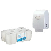 Бумажные полотенца Kimberly-Clark Scott XL 6687, 354м, 1 слой, 6 рулонов, диспенсер Аквариус, 6959