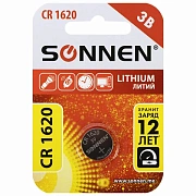 Батарейка литиевая SONNEN Lithium CR1620 'таблетка, дисковая, кнопочная' 1 шт., блистер, 455599