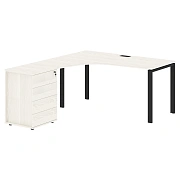 Стол эргономичный с тумбой EUCET 1518(L) Ясень Траун/Черный 1560х1880х750 EDIS