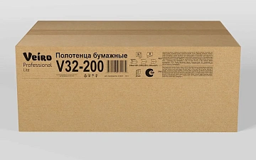 Бумажные полотенца Veiro Professional Lite H3, 2 слоя, V-сложение, 190лист, белые,V32-200